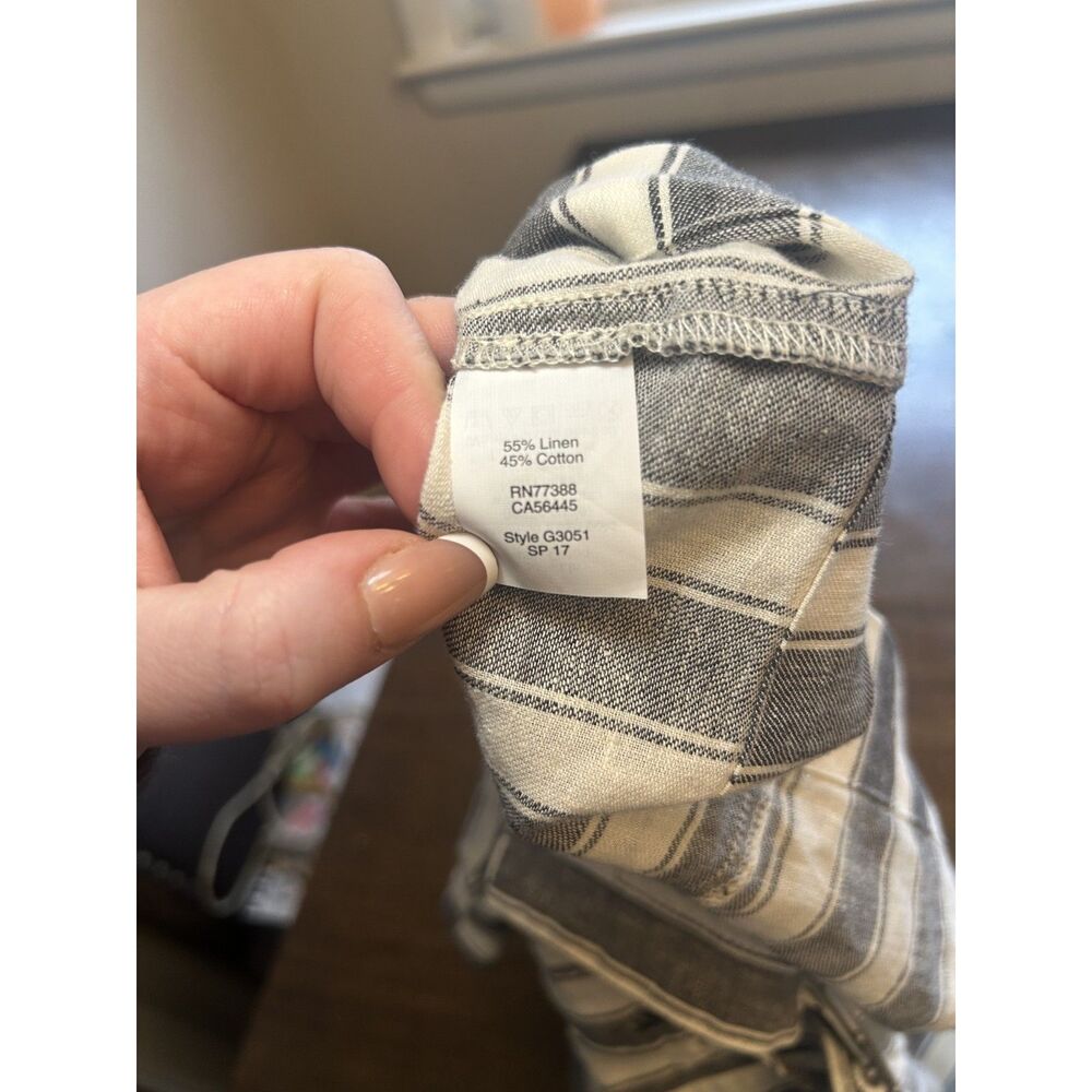 Madewell Coastal Nautical Striped Lace-Up Skirt Linen Blend Pockets Size 10 - Picture 4 of 6